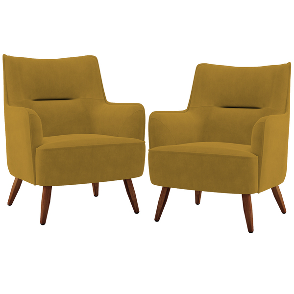 Kit 02 Poltronas Decorativa Fixa Pés De Madeira Isabella D02