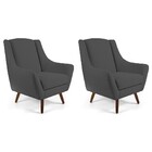 Kit 02 Poltronas Decorativa Fixa Pés De Madeira Juliet D02 Ve