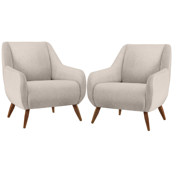 Kit 02 Poltronas Decorativa Fixa Pés De Madeira Paloma D02 Li