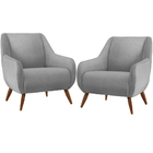 Kit 02 Poltronas Decorativa Fixa Pés De Madeira Paloma D02 Li