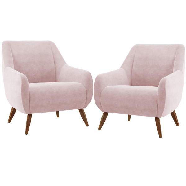 Kit 02 Poltronas Decorativa Fixa Pés De Madeira Paloma D02 Ve