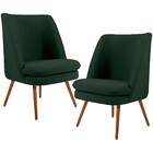 Kit 02 Poltronas Decorativa Fixa Pés Palito Pérsia D02 Linho