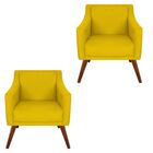 Kit 02 Poltronas Decorativa Gabriela Suede Amarelo - Dominic