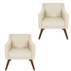 Kit 02 Poltronas Decorativa Gabriela Suede Bege - Dominic Dec
