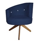 Kit 02 Poltronas Decorativa Giovana Base Giratória Suede Azul