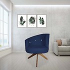 Kit 02 Poltronas Decorativa Giovana Base Giratória Suede Azul
