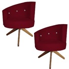 Kit 02 Poltronas Decorativa Giovana Base Giratória Suede Mars