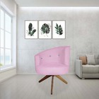 Kit 02 Poltronas Decorativa Giovana Base Girátoria Suede Rosa