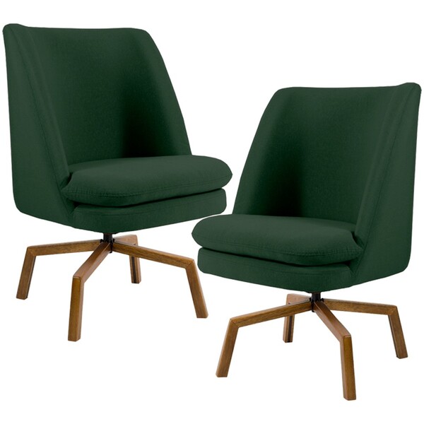 Kit 02 Poltronas Decorativa Giratória Base Ka Castanho Pérsia