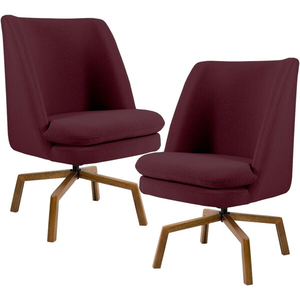 Kit 02 Poltronas Decorativa Giratória Base Ka Castanho Pérsia