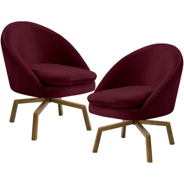 Kit 02 Poltronas Decorativa Giratória Base Ka Rafa D02 Veludo