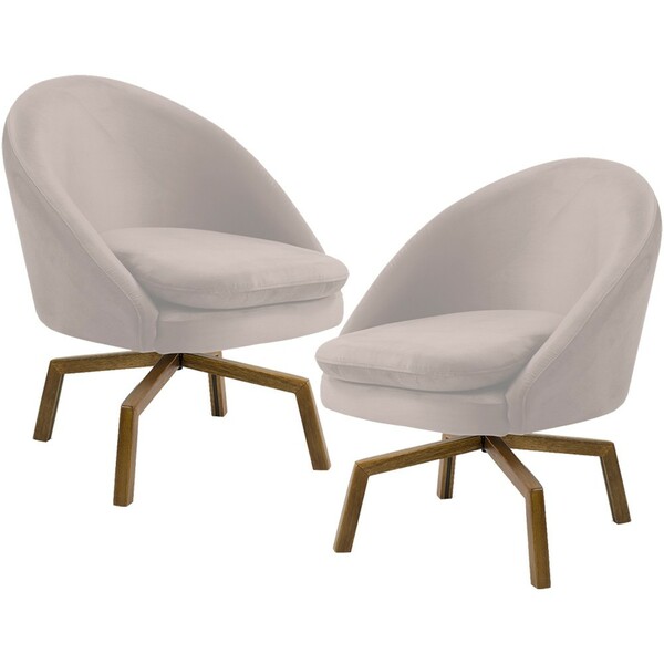 Kit 02 Poltronas Decorativa Giratória Base Ka Rafa D02 Veludo