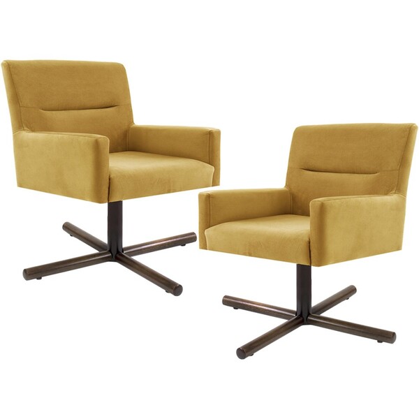 Kit 02 Poltronas Decorativa Giratória Base X Angel D02 Veludo