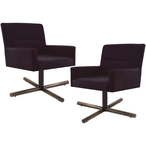 Kit 02 Poltronas Decorativa Giratória Base X Angel D02 Veludo