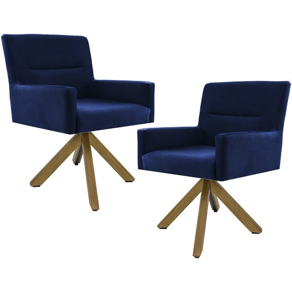 Kit 02 Poltronas Decorativa Giratória De Madeira Angel D02 Ve