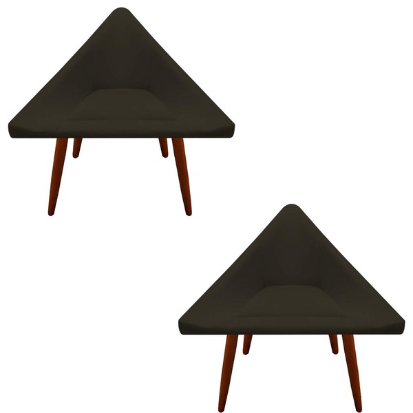 Kit 02 Poltronas Decorativa Ibiza Suede Marrom - D'classe Dec