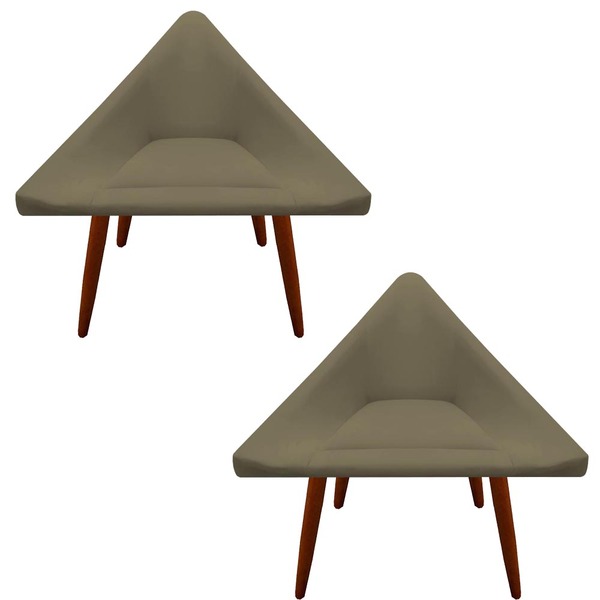 Kit 02 Poltronas Decorativa Ibiza Suede Marrom Rato - D'class