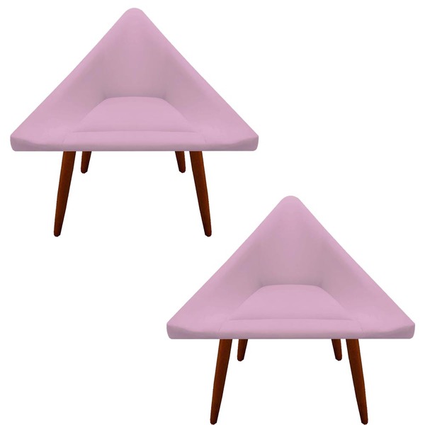 Kit 02 Poltronas Decorativa Ibiza Suede Rosa Bebê - D'classe