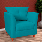 Kit 02 Poltronas Decorativa Isis Pés De Madeira Suede Azul Tu