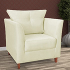 Kit 02 Poltronas Decorativa Isis Pés De Madeira Suede Bege -