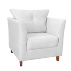 Kit 02 Poltronas Decorativa Isis Pés De Madeira Suede Branco