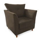 Kit 02 Poltronas Decorativa Isis Pés De Madeira Suede Marrom