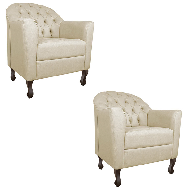 Kit 02 Poltronas Decorativa Julia Linho - Amarena Móveis - Be