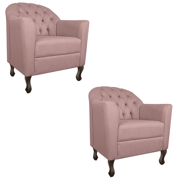 Kit 02 Poltronas Decorativa Julia Linho - Amarena Móveis - Ro