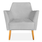 Kit 02 Poltronas Decorativa Julia Veludo Pés Palito Castanho