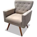 Kit 02 Poltronas Decorativa Julieta Pés Madeira Suede Bege