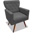 Kit 02 Poltronas Decorativa Julieta Pés Madeira Suede Cinza