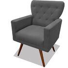 Kit 02 Poltronas Decorativa Julieta Pés Madeira Suede Cinza