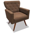 Kit 02 Poltronas Decorativa Julieta Pés Madeira Suede Marrom