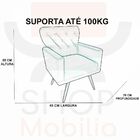 Kit 02 Poltronas Decorativa Julieta Pés Madeira Suede Turquesa