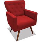 Kit 02 Poltronas Decorativa Julieta Pés Madeira Suede Vermelho
