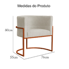 Kit 02 Poltronas Decorativa Luana Base Bronze Suede Cores  -
