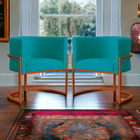 Kit 02 Poltronas Decorativa Luana Base Bronze Suede Cores  -