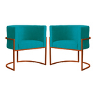 Kit 02 Poltronas Decorativa Luana Base Bronze Suede Cores  -