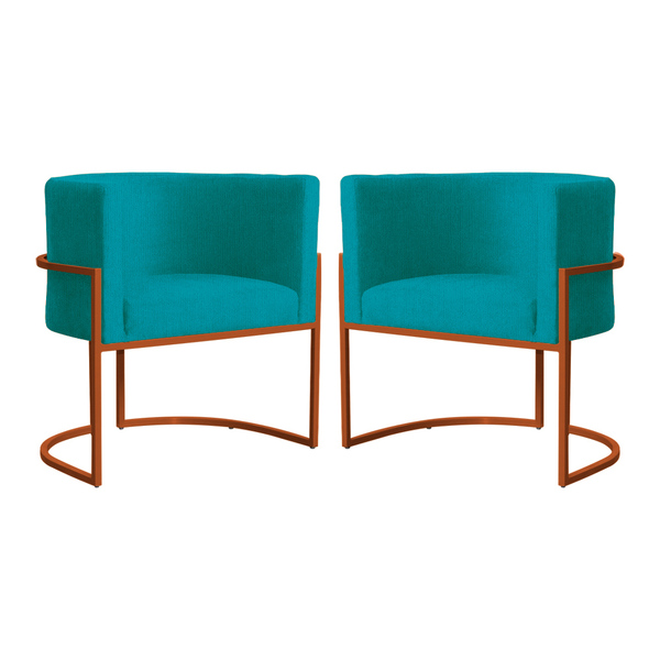 Kit 02 Poltronas Decorativa Luana Base Bronze Suede Cores  -