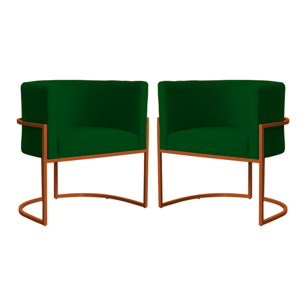 Kit 02 Poltronas Decorativa Luana Base Bronze Suede Cores  -