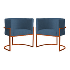 Kit 02 Poltronas Decorativa Luana Base Bronze Suede Cores  -