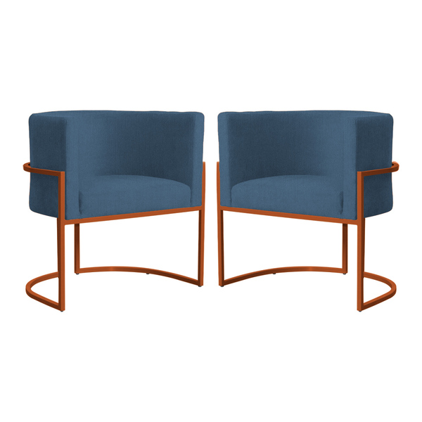 Kit 02 Poltronas Decorativa Luana Base Bronze Suede Cores  -