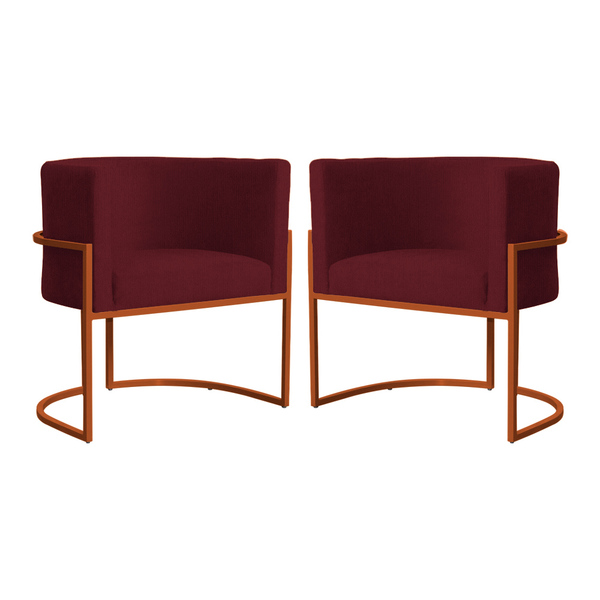 Kit 02 Poltronas Decorativa Luana Base Bronze Suede Cores  -