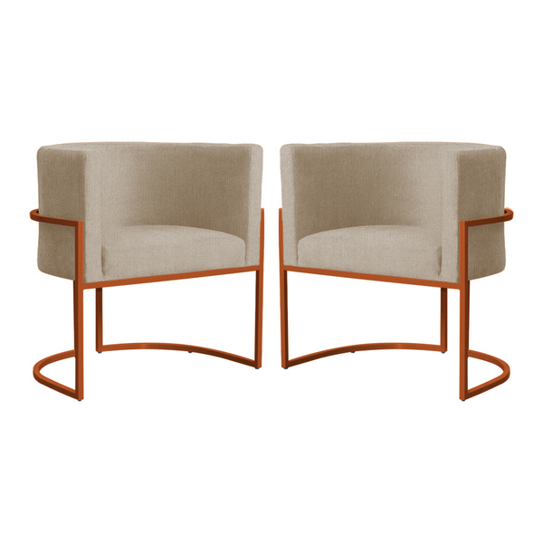 Kit 02 Poltronas Decorativa Luana Base Bronze Suede Cores  -