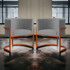 Kit 02 Poltronas Decorativa Luana Base Bronze Suede Cores  -