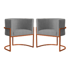 Kit 02 Poltronas Decorativa Luana Base Bronze Suede Cores  -