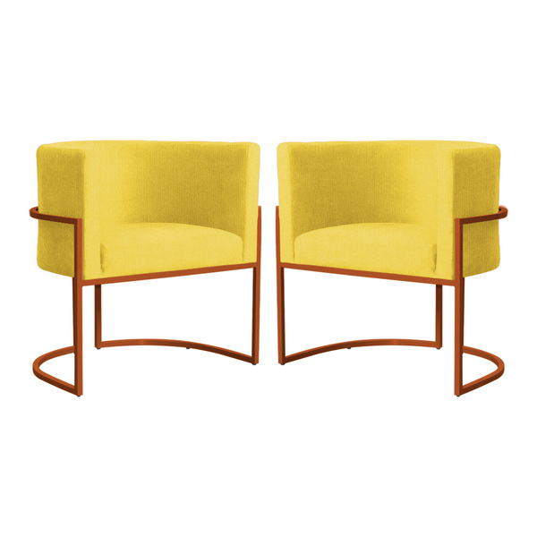 Kit 02 Poltronas Decorativa Luana Base Bronze Suede Cores  -