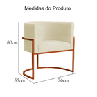 Kit 02 Poltronas Decorativa Luana Base Bronze Suede Cores  -