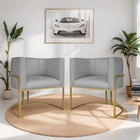 Kit 02 Poltronas Decorativa Luna Base De Ferro Dourado Bouclé