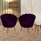 Kit 02 Poltronas Decorativa Madeira Amaryllis Veludo At Moveis